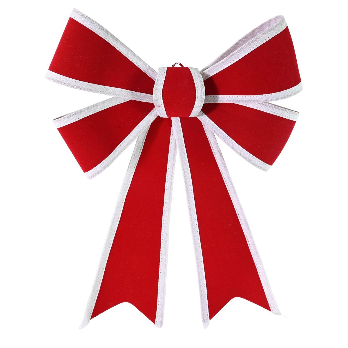 Christmas Red Double Bow White Edge - Candy Cane Lane Christmas decoration