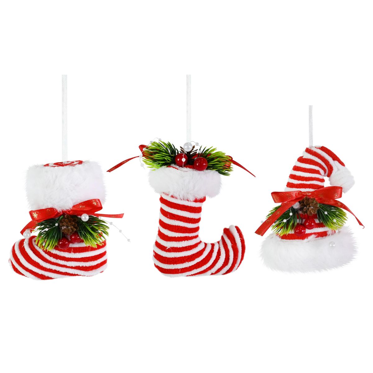 Christmas Hanging Plush Candy Cane Decoration 13cm Assorted - Candy Cane Lane Christmas decoration