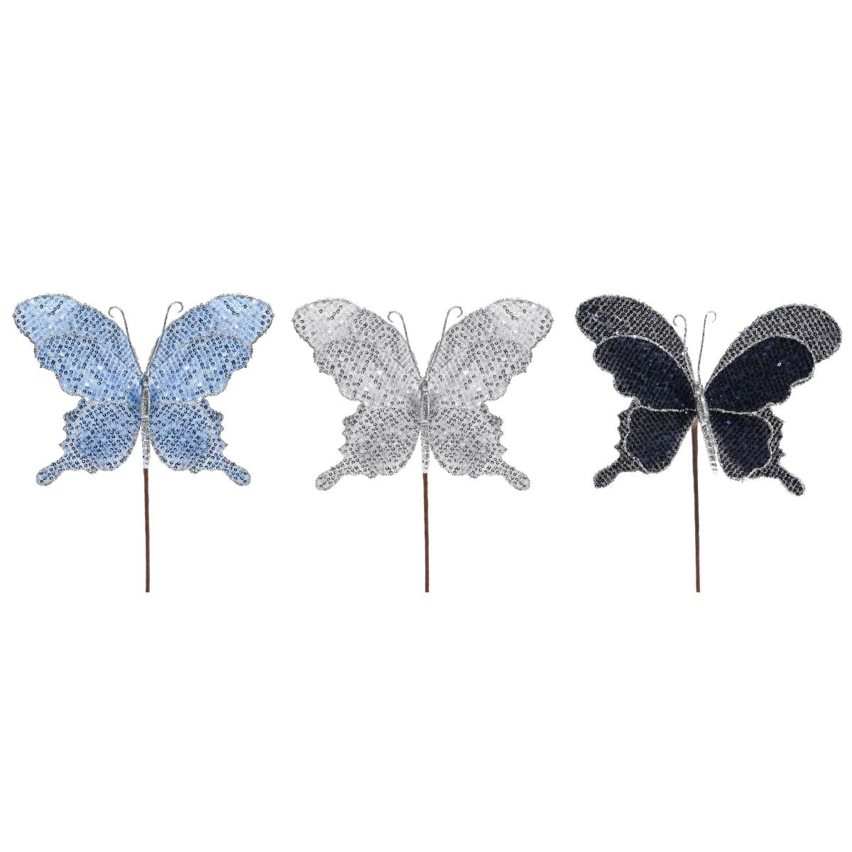 Christmas Butterfly Pick Mesh Sequin Assorted Christmas decoration product image