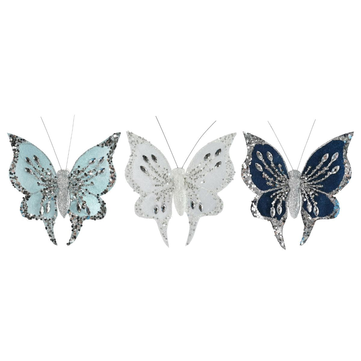 Christmas Butterfly Clip Velvet Sequin Assorted Christmas decoration product image