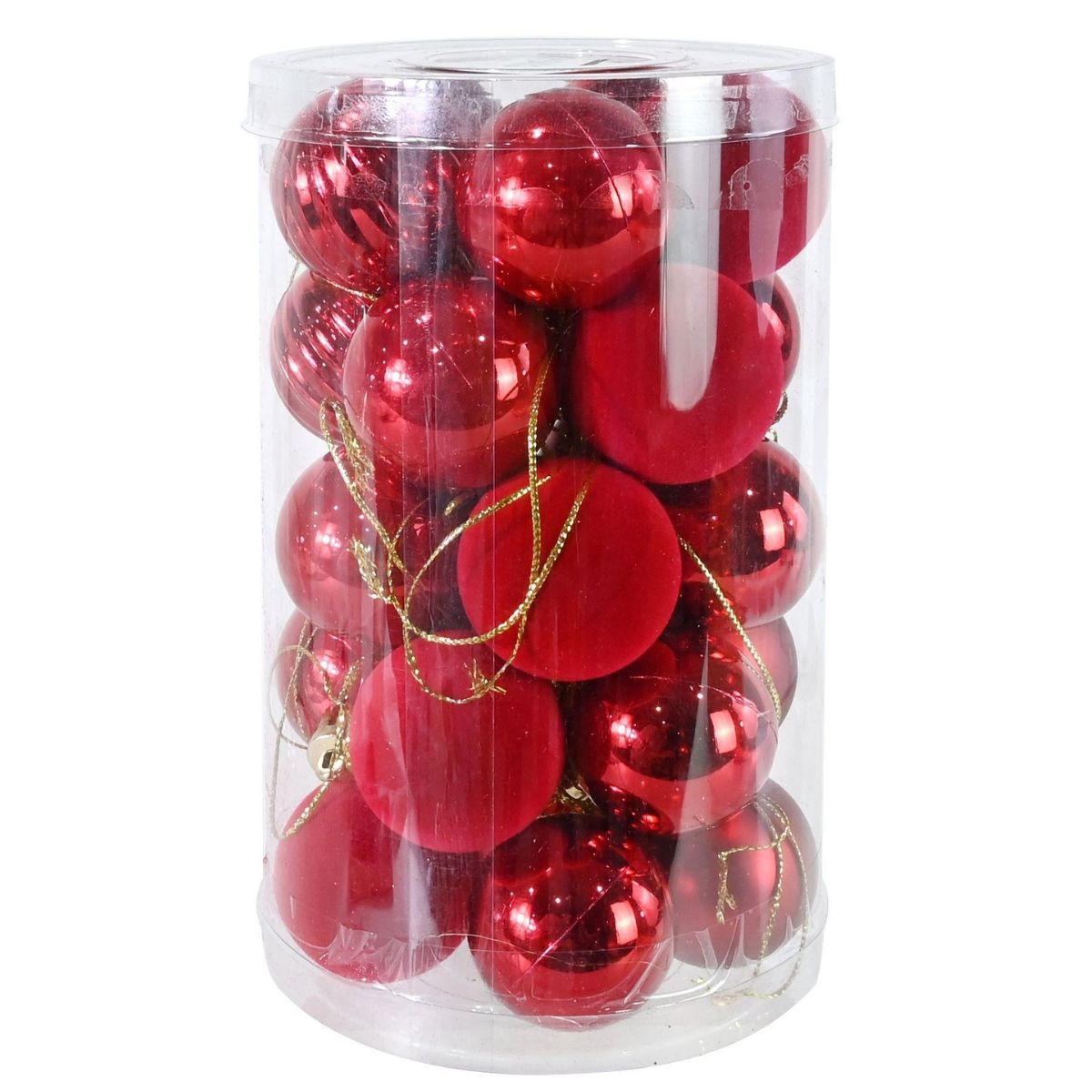 Christmas Baubles 40mm 25pk Red - affordable Luxe Heritage Christmas decoration NZ