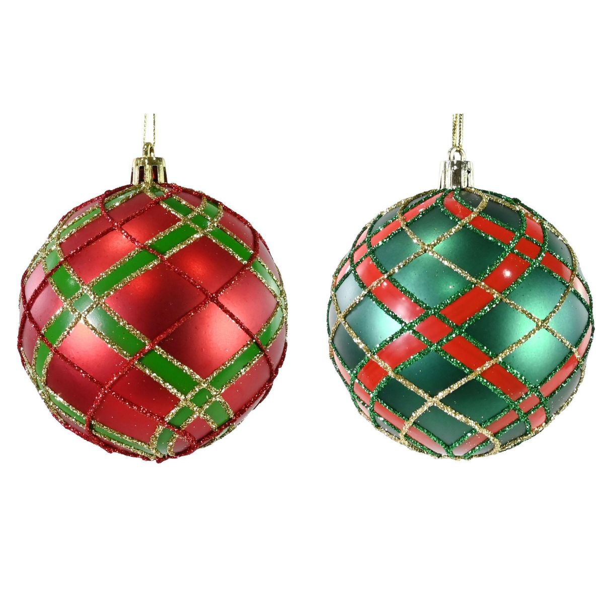 Christmas Bauble Tartan 80mm Assorted - affordable Luxe Heritage Christmas decoration NZ