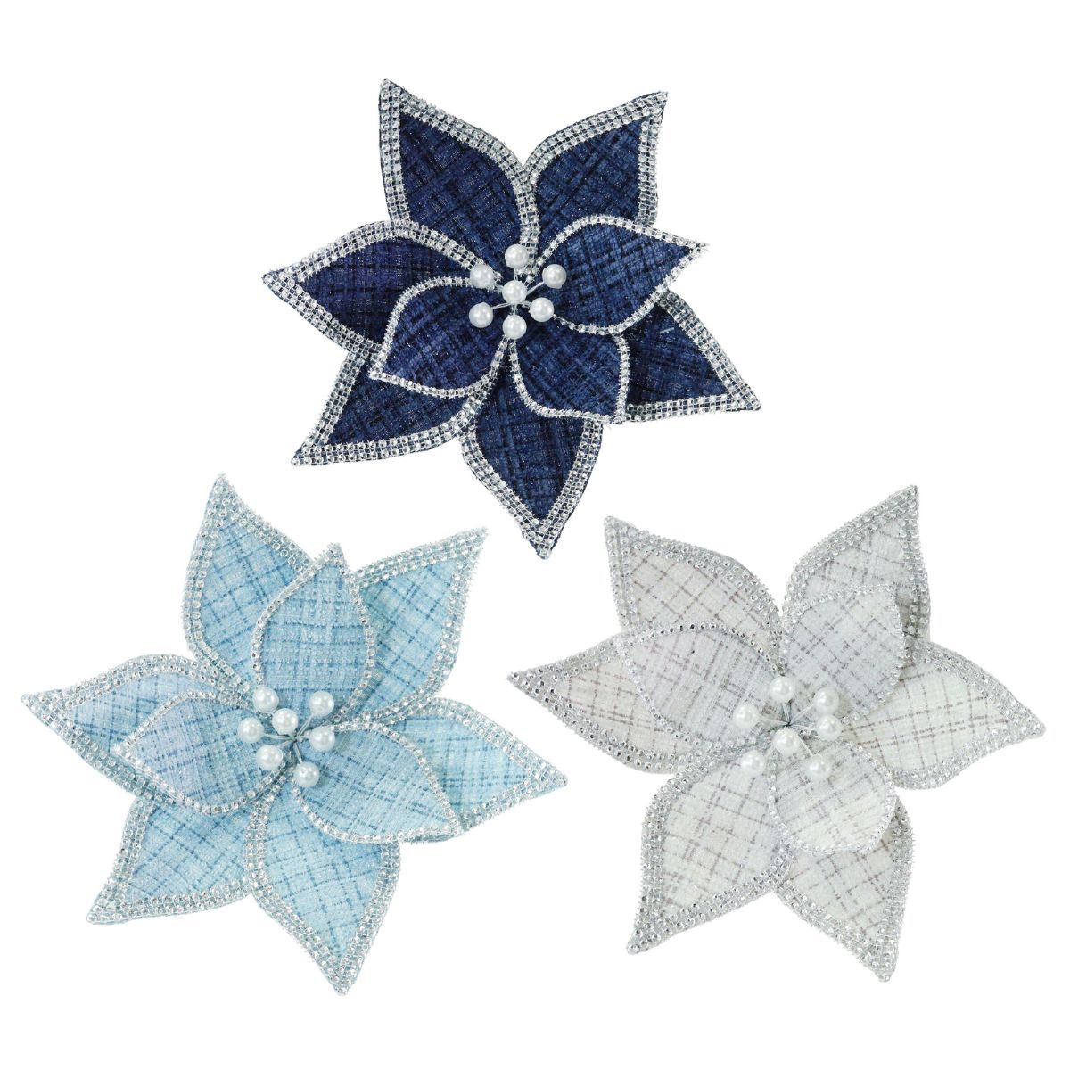 Christmas Silver Pearl Flower Clip Assorted Christmas decoration product image