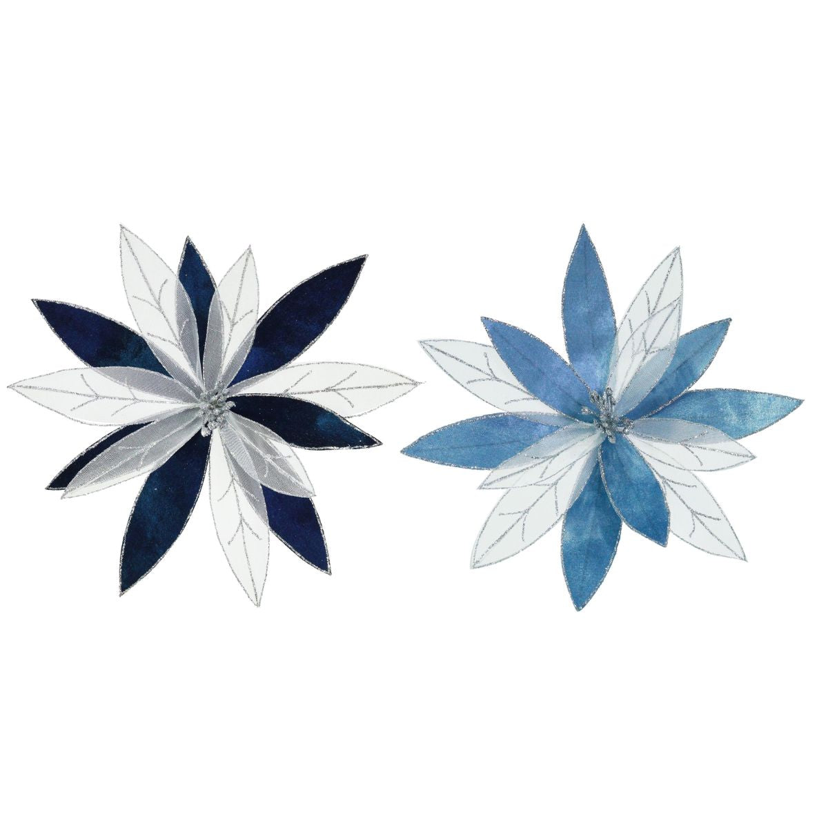Christmas Blue Frost Poinsettia Stem 35cm Assorted Christmas decoration product image