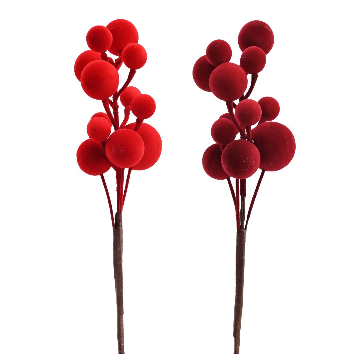 Flocked Berry Cluster 27cm Asst - Woodland Velvet Christmas decoration