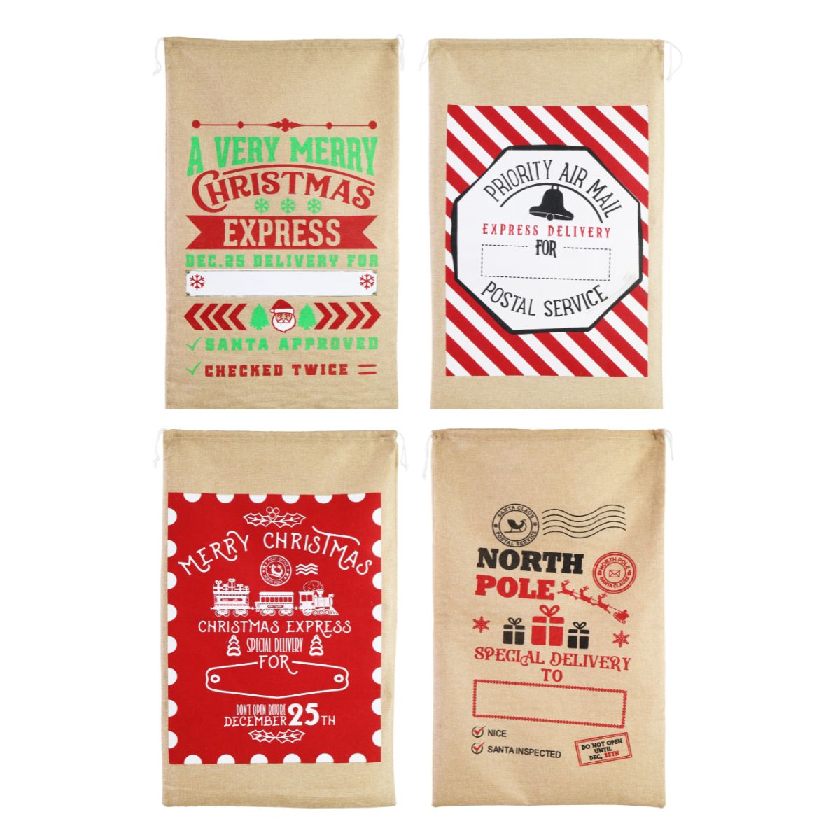 Christmas Vintage Sack Stamped 50 x 80cm Assorted