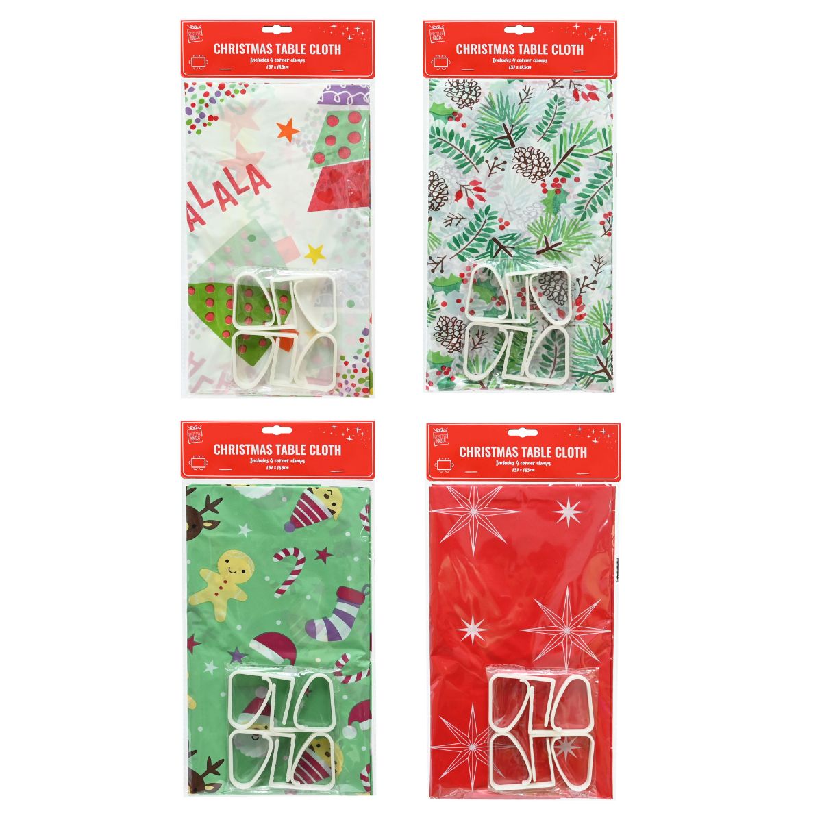 Tablecloth Peva with Clamps 137 x 183cm Assorted