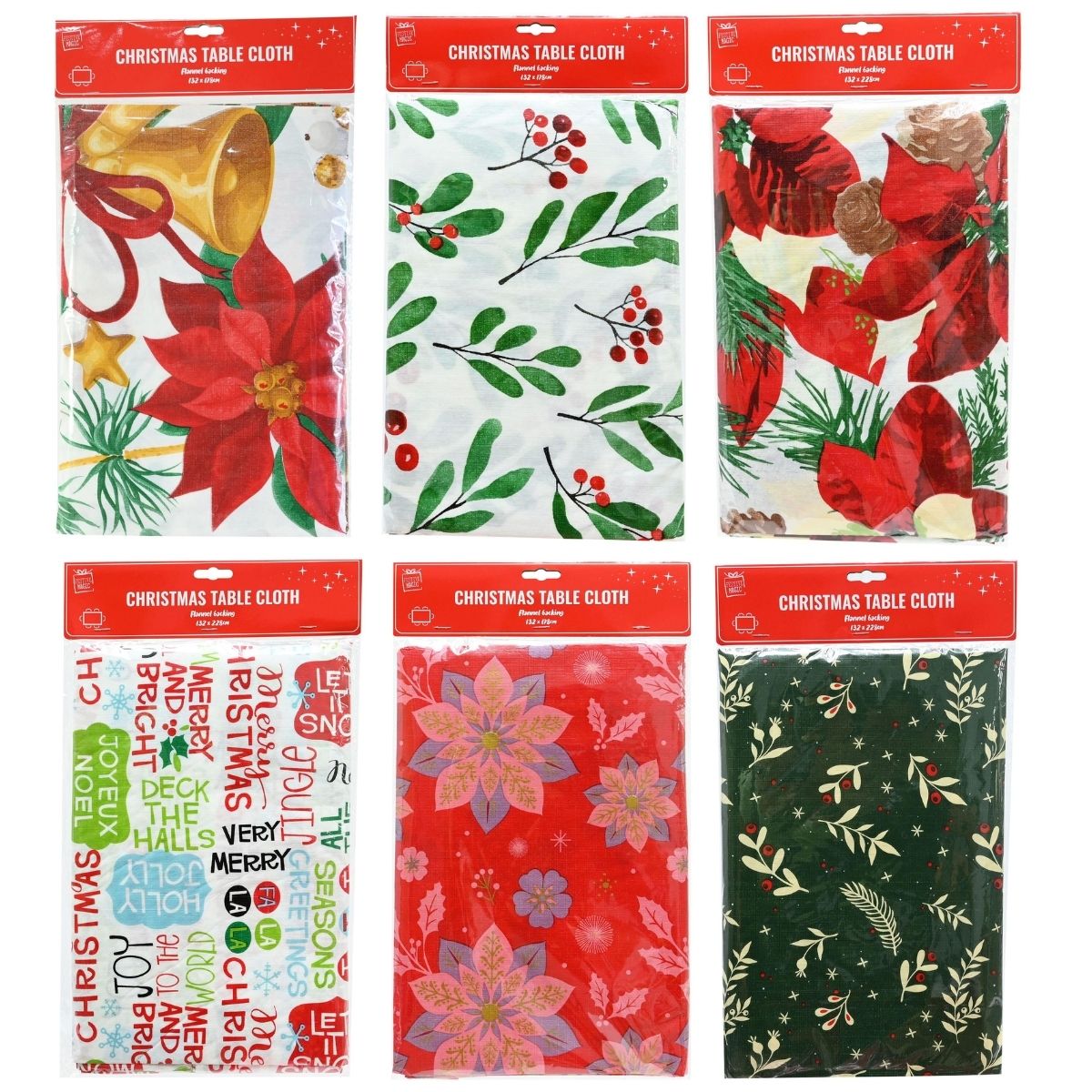 Christmas Tablecloth Peva Flannel Back Assorted