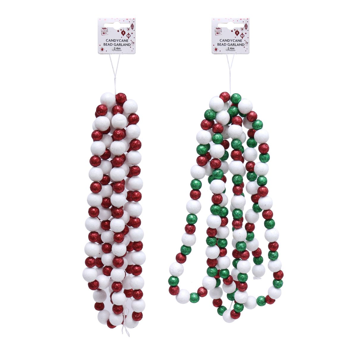 Candycane Bead Garland 2.4m Assorted
