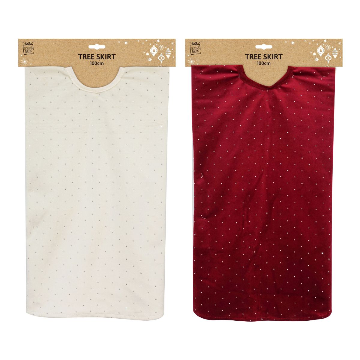 Christmas Tree Skirt Velvet Twinkly 100cm Assorted
