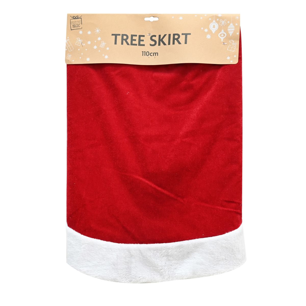 Christmas Tree Skirt Velvet Snow Edge 108cm