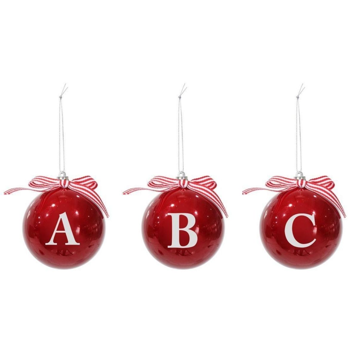 Christmas Glossy Alphabet Bauble 8cm Assorted Christmas decoration
