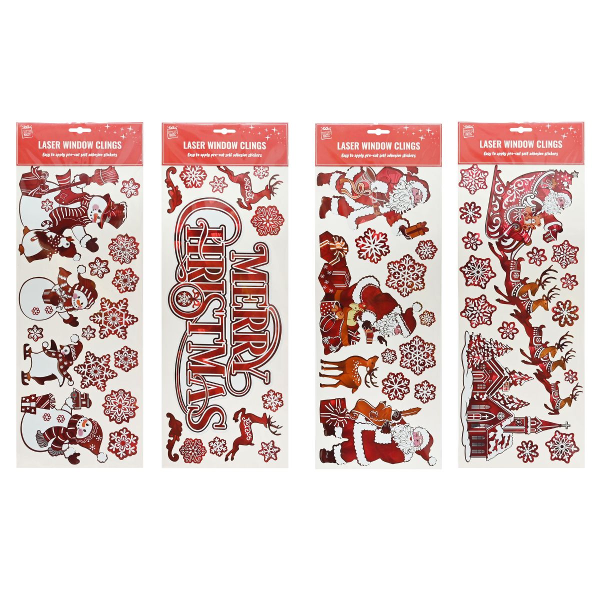 Red Laser Window Clings Assorted
