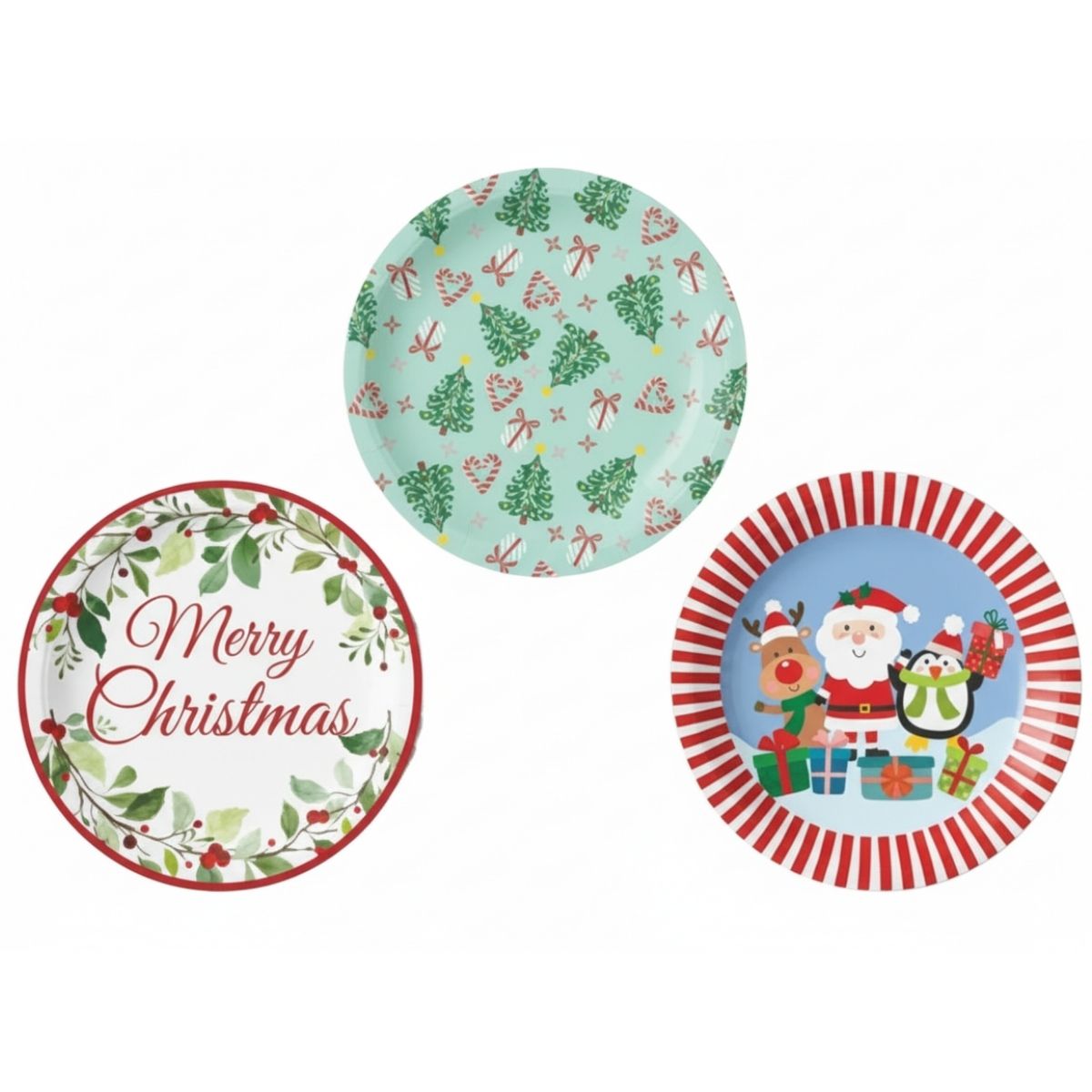 Christmas Paper Plate 23cm 6pk Assorted - affordable Christmas decoration NZ
