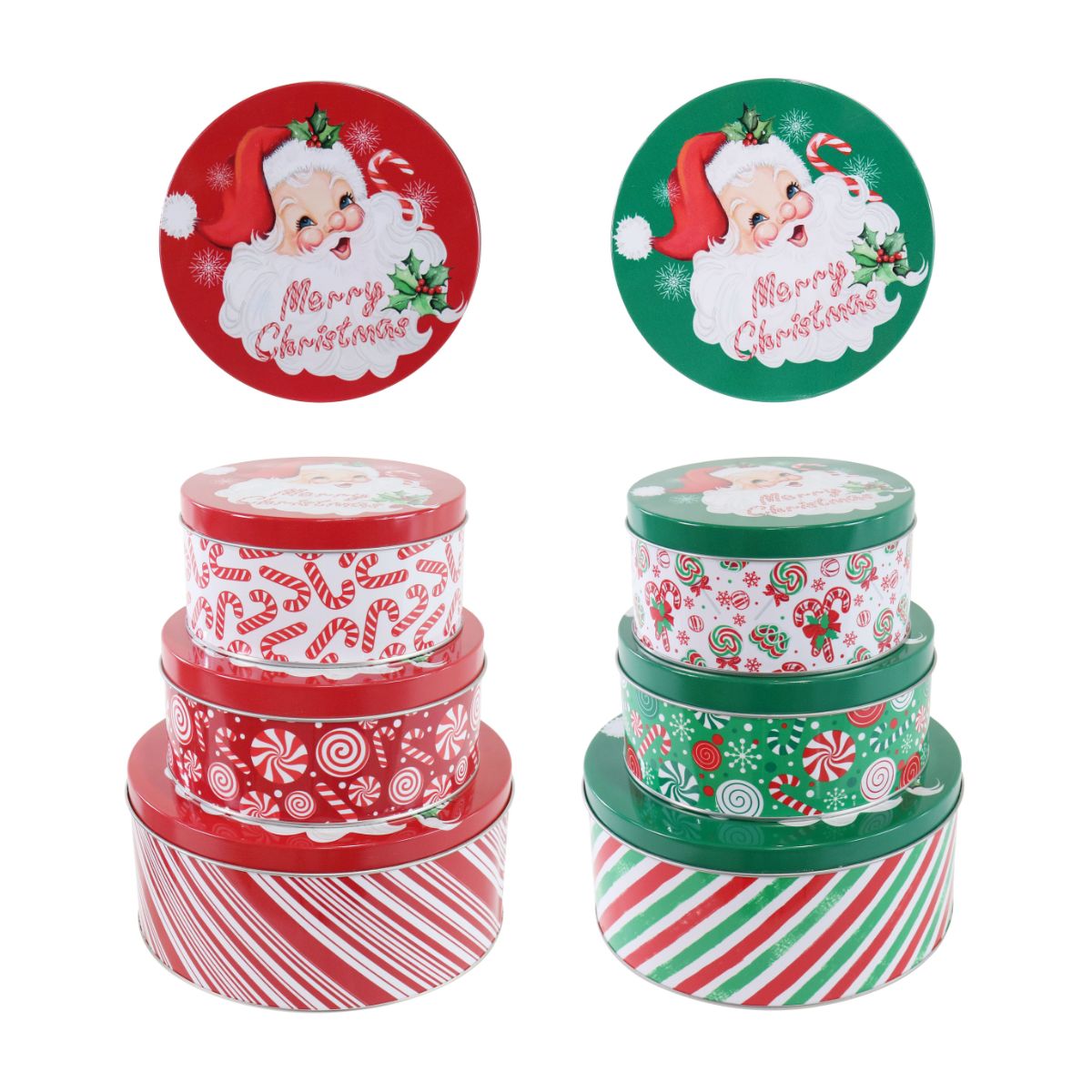 Cookie Tin 3pc Set Candycane Assorted