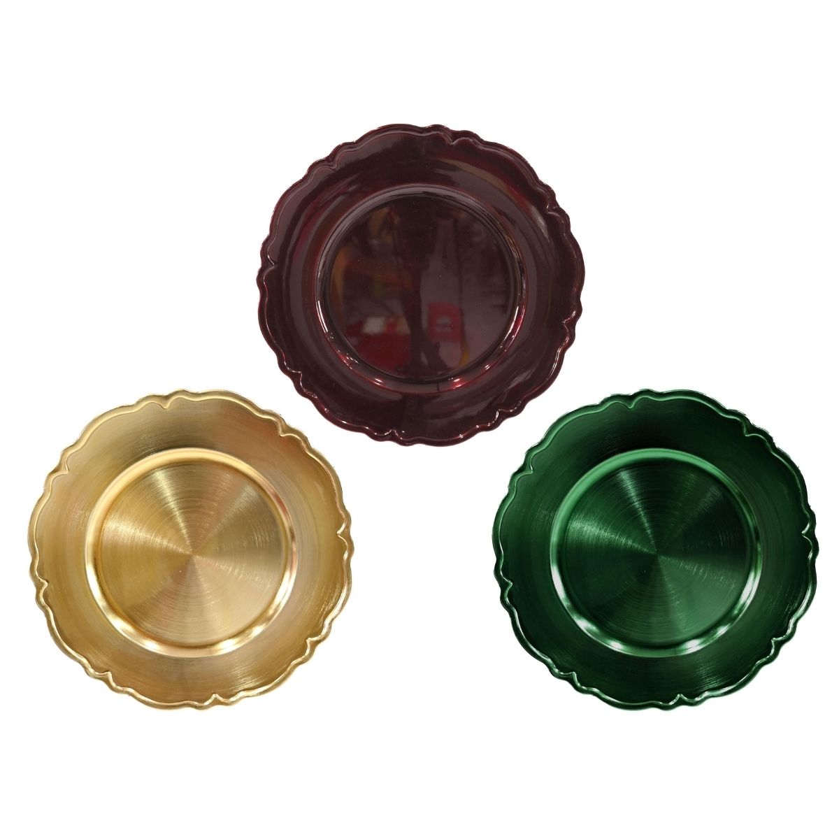 Christmas Glossy Charger Plate 33cm Assorted - affordable Christmas decoration NZ