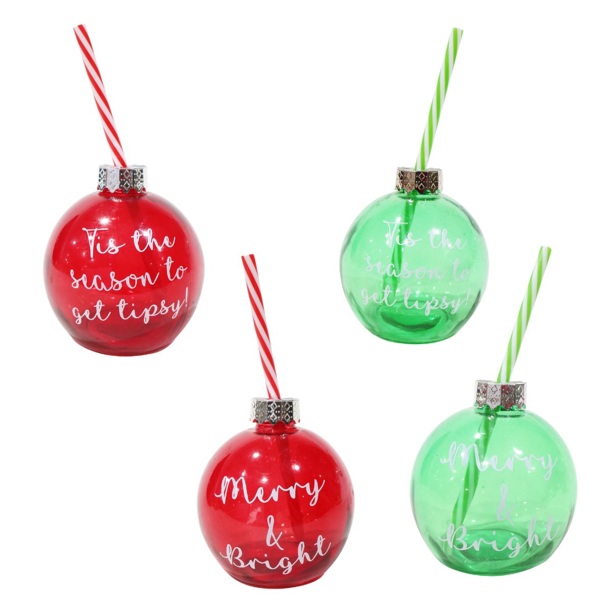 Christmas Booze Bauble with Straw Assorted