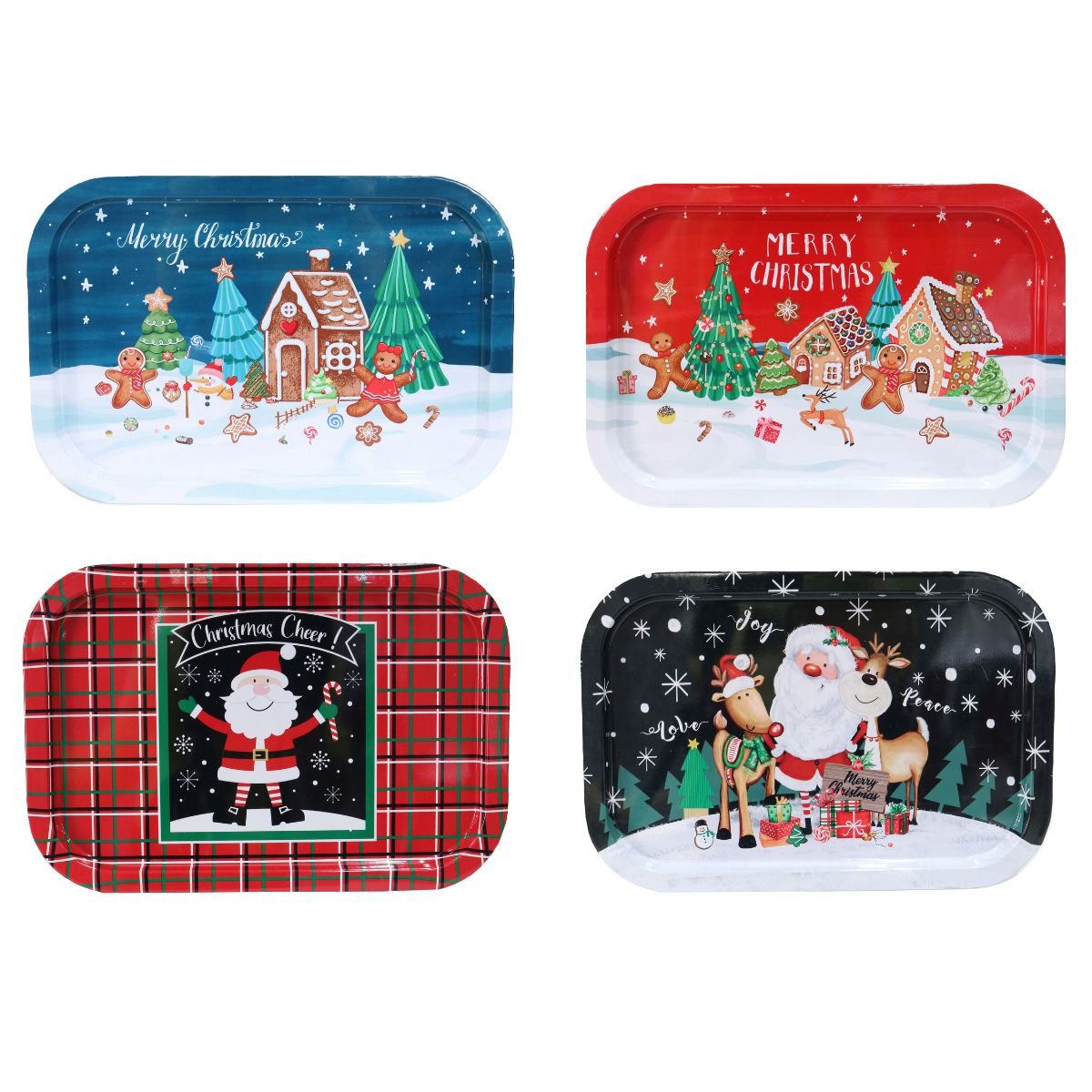 Christmas Metal Rectangular Tray Assorted