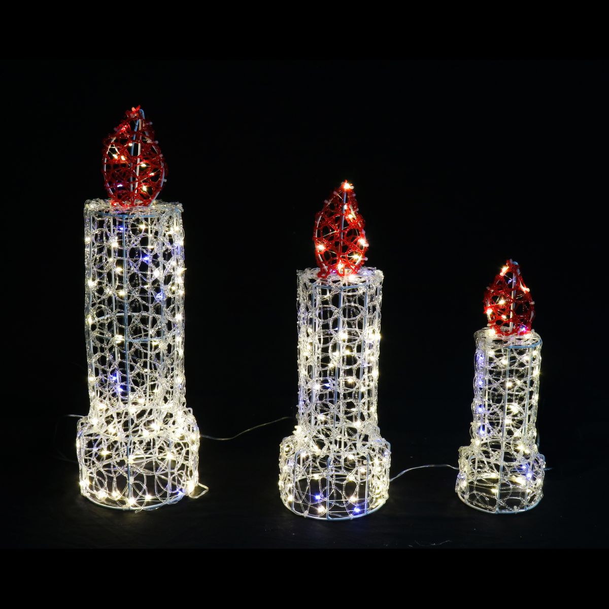 Christmas LED Twinkle Candles – 3 Piece Spun PVC Set