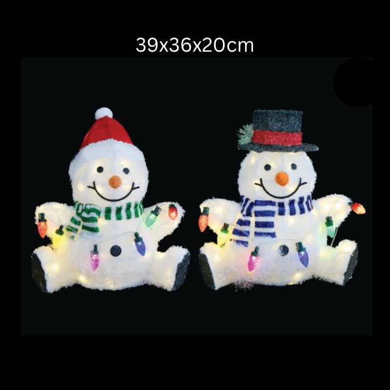Christmas Solar USB Plush Snowman with Lights Assorted