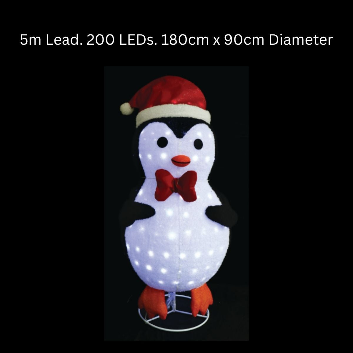 Christmas LED Pop Up Mesh Tinsel Penguin Twinkle 180cm