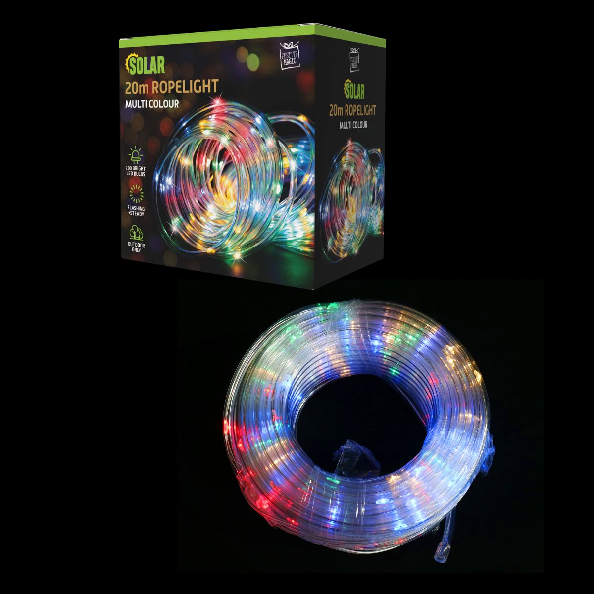 Solar LED Tubelight 200 LED Multicolour – 20m