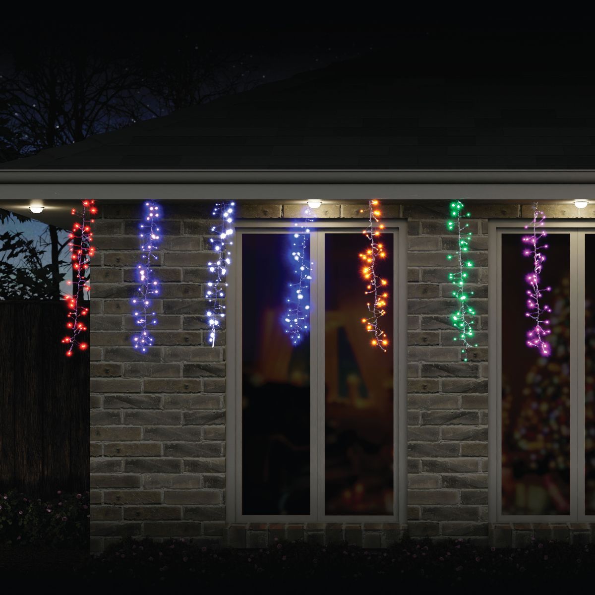 LED Rainbow Cluster Drops 672 Lights 5.2m