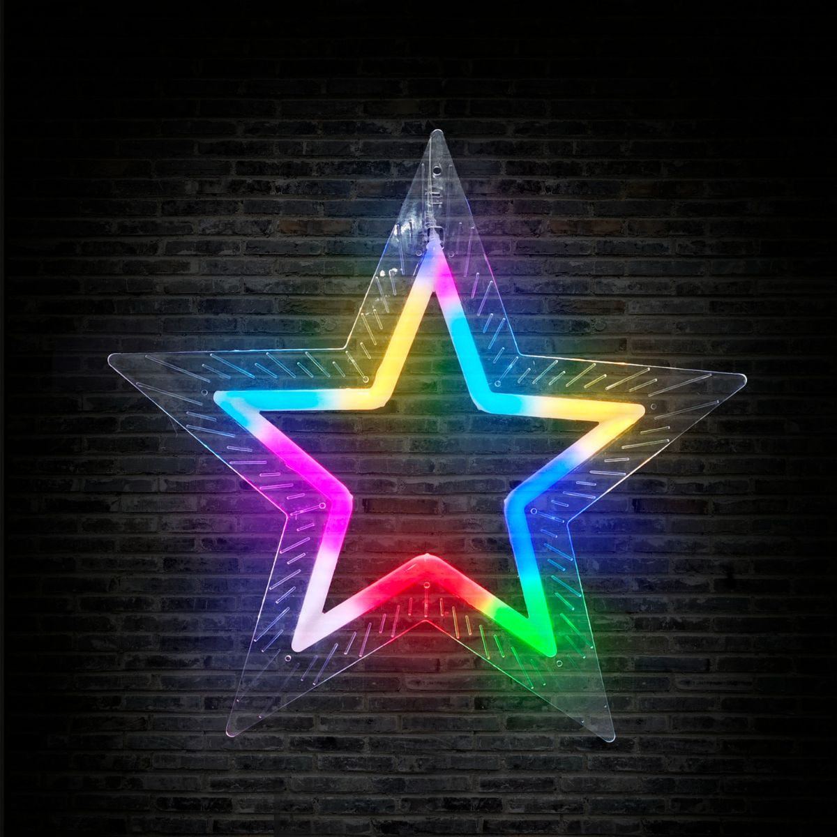 Christmas LED Die-Cut Rainbow Star Colour Change 50cm