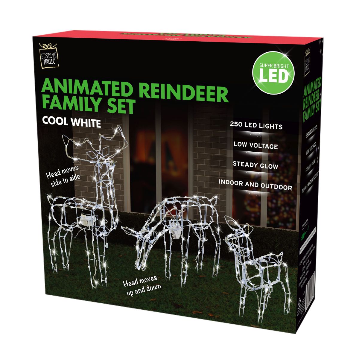 Christmas LED Reindeer Family Move and Flash 3pc