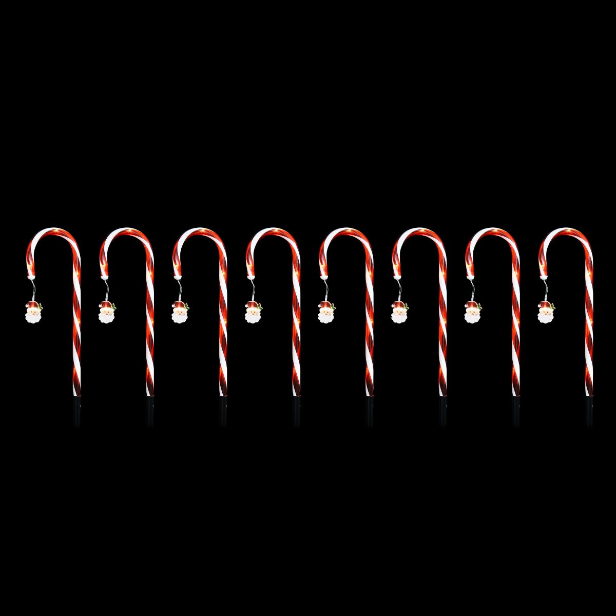 Christmas Solar Candy Cane with Santas 8pk