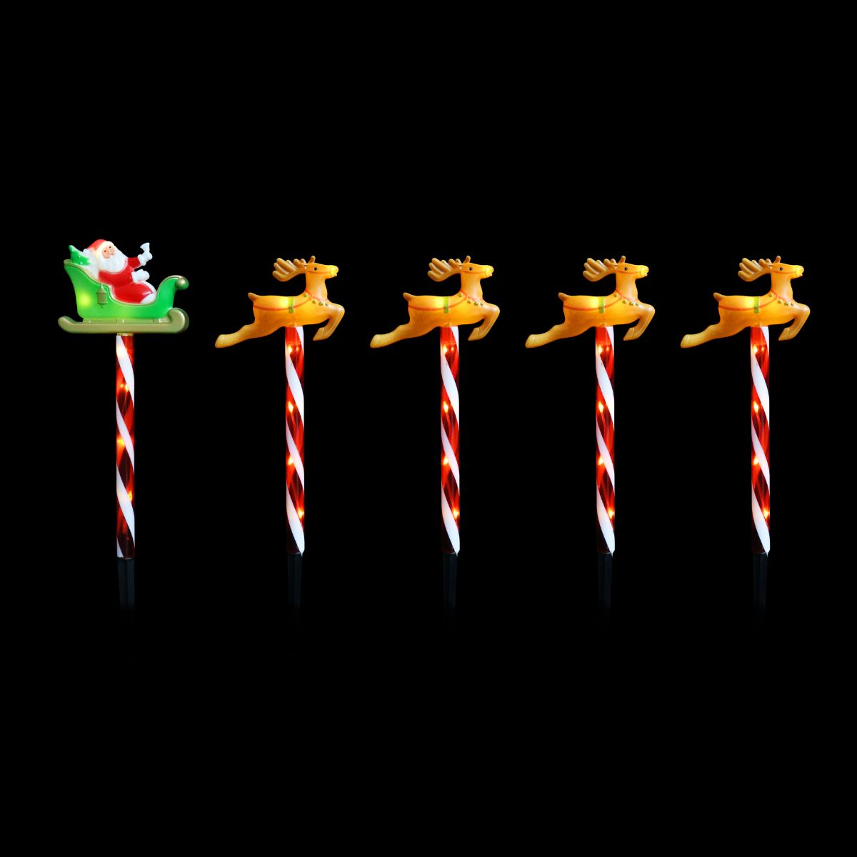 Christmas Solar Santa Sleigh Path Set Flashing 5pk