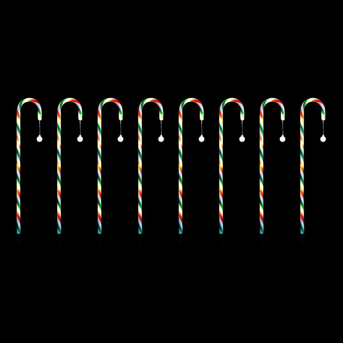 LED Peppermint Path Canes with Bubble Ball – 8 Pack