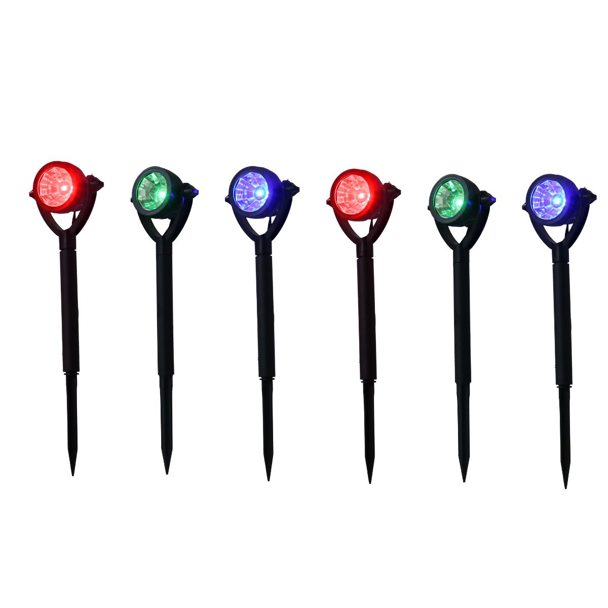 Solar LED Spotlights 6pk Red-Green-Blue