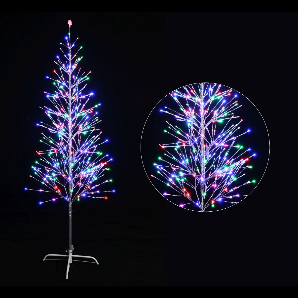 Christmas LED Metallic Tree 180cm Twinkle Silver Multi