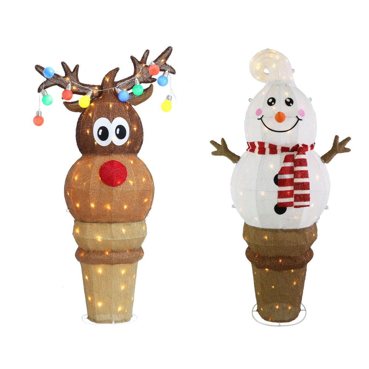 Christmas LED Mesh Ice Cream Reindeer/snowman Twinkle