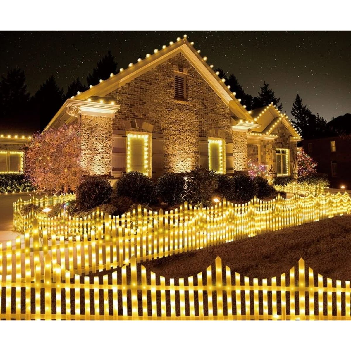 Christmas Lit Picket Fence 8pk Warm White - Christmas Collective NZ