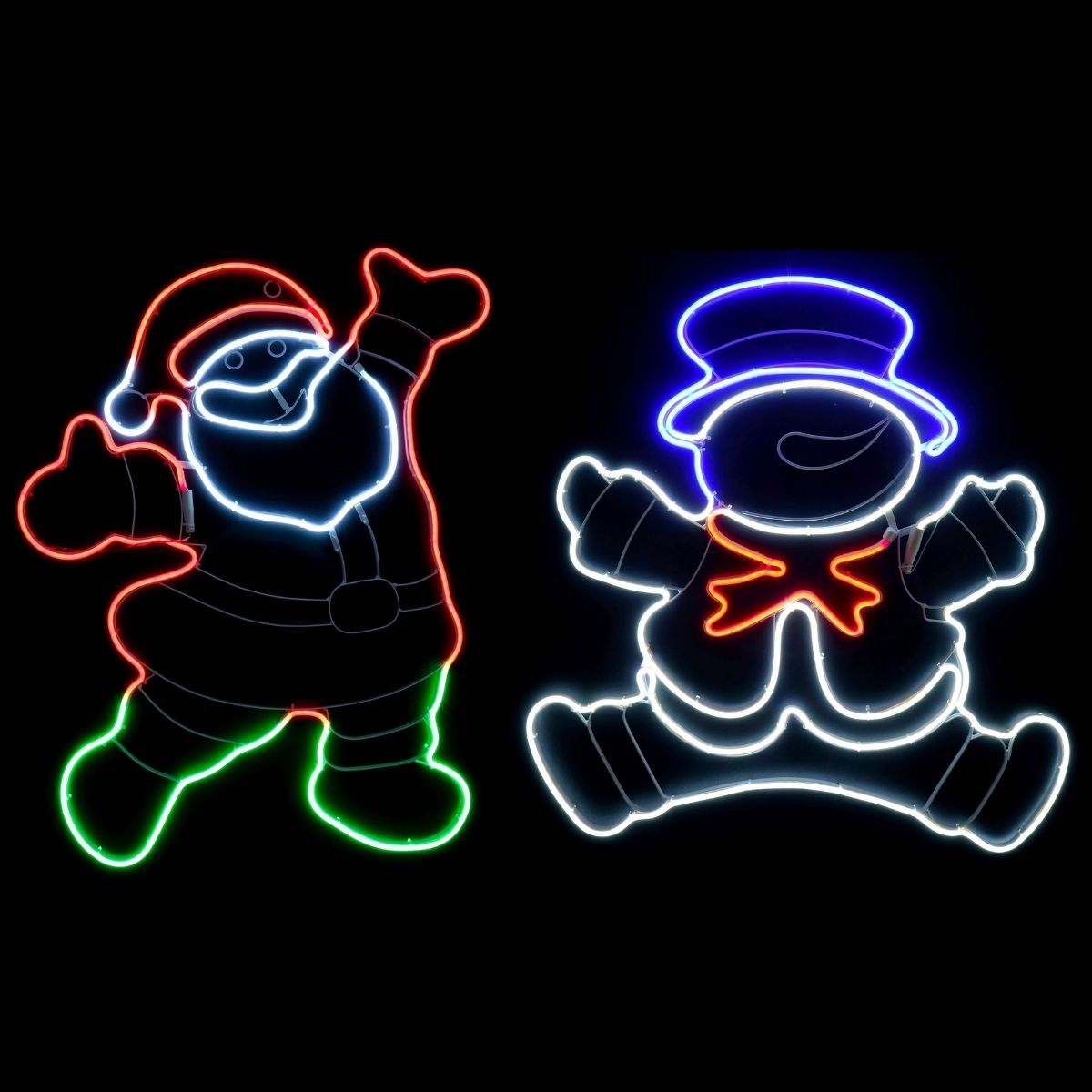 Christmas Neon Light Happy Santa/snowman Flashing Assorted - Christmas Collective NZ