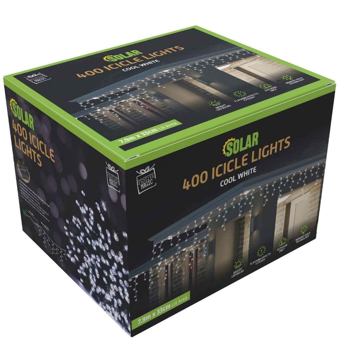 Christmas Solar Icicle Lights 400 Cool White - Christmas Collective NZ