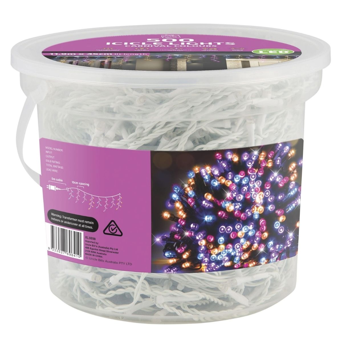 Christmas LED Icicles Flashing 500 Carnival Tub - Christmas Collective NZ