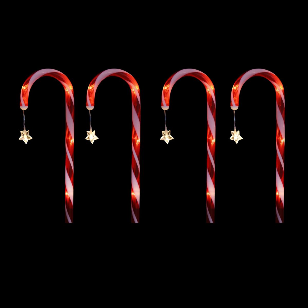 Christmas Solar Candy Cane with Stars 4 Pack