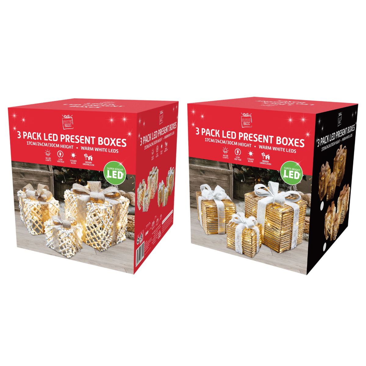 LED String Presents Natural 3 Piece Assorted