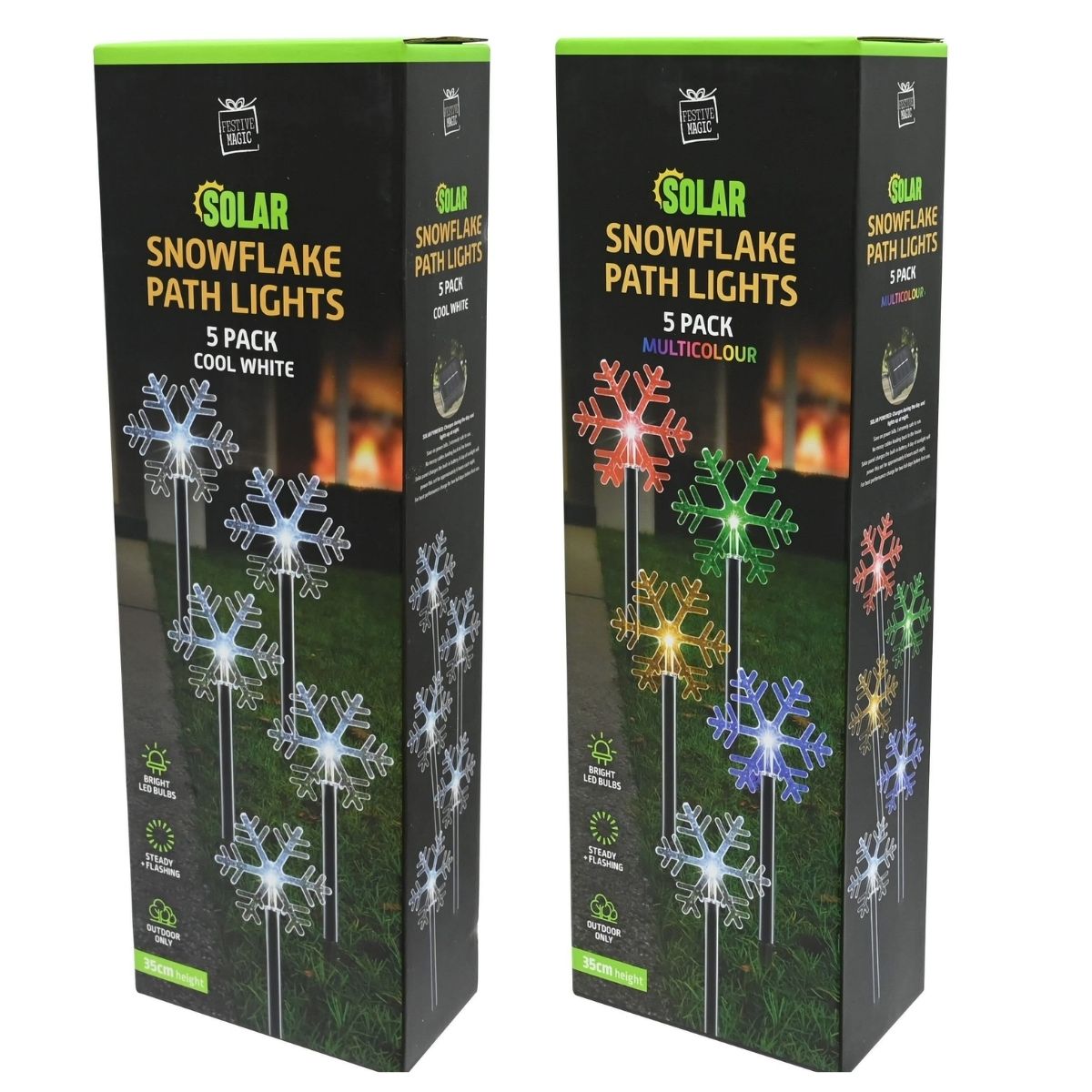 Christmas Solar Snowflake Path Lights 5pk Assorted - Christmas Collective NZ