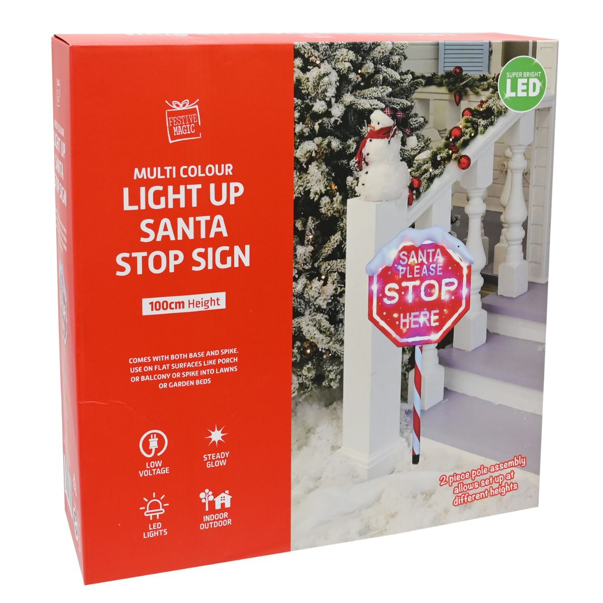 LED Stop Here Sign Multi Stake/base 100cm