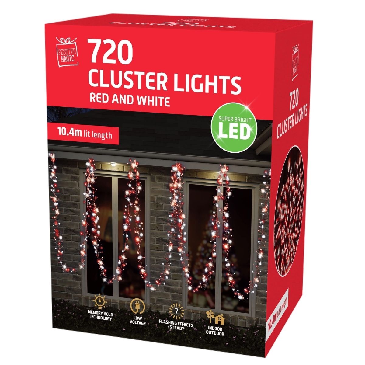 Christmas LED Cluster Lights 720 Red-White - Christmas Collective NZ