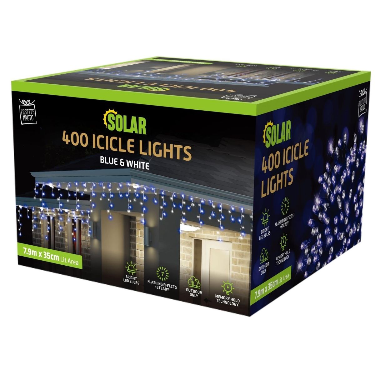 Christmas Solar Icicle Lights 400 White-Blue - Christmas Collective NZ