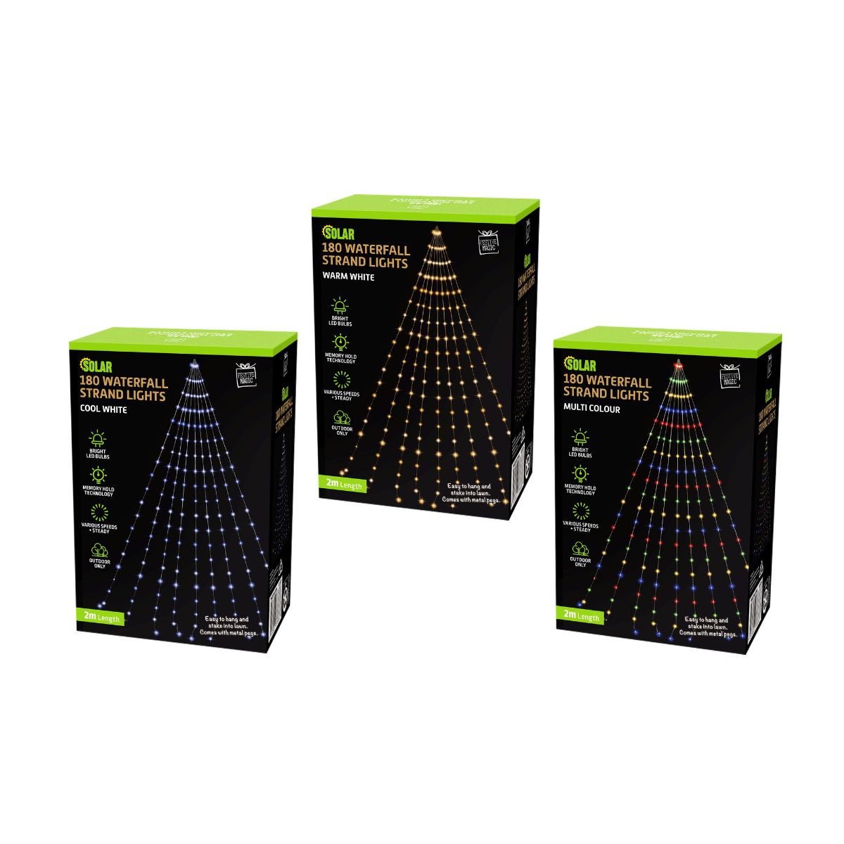 Solar LED Strand Sail Flexi Lights 2m Assorted