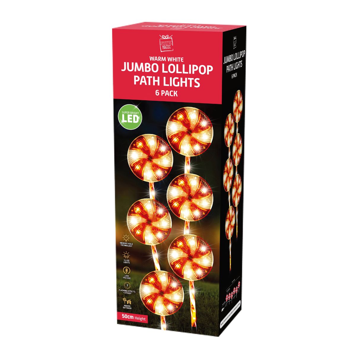 Jumbo Lollipop Path Lights 6 Pack Flash