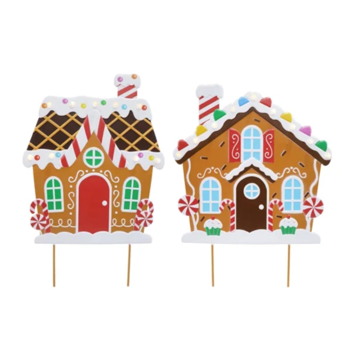 Christmas LED Metal Gingerbread House Lawn Stake Assorted