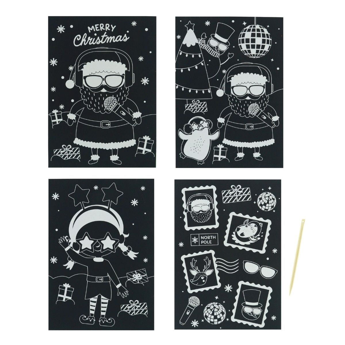 Christmas Scratch Art 4 Sheets