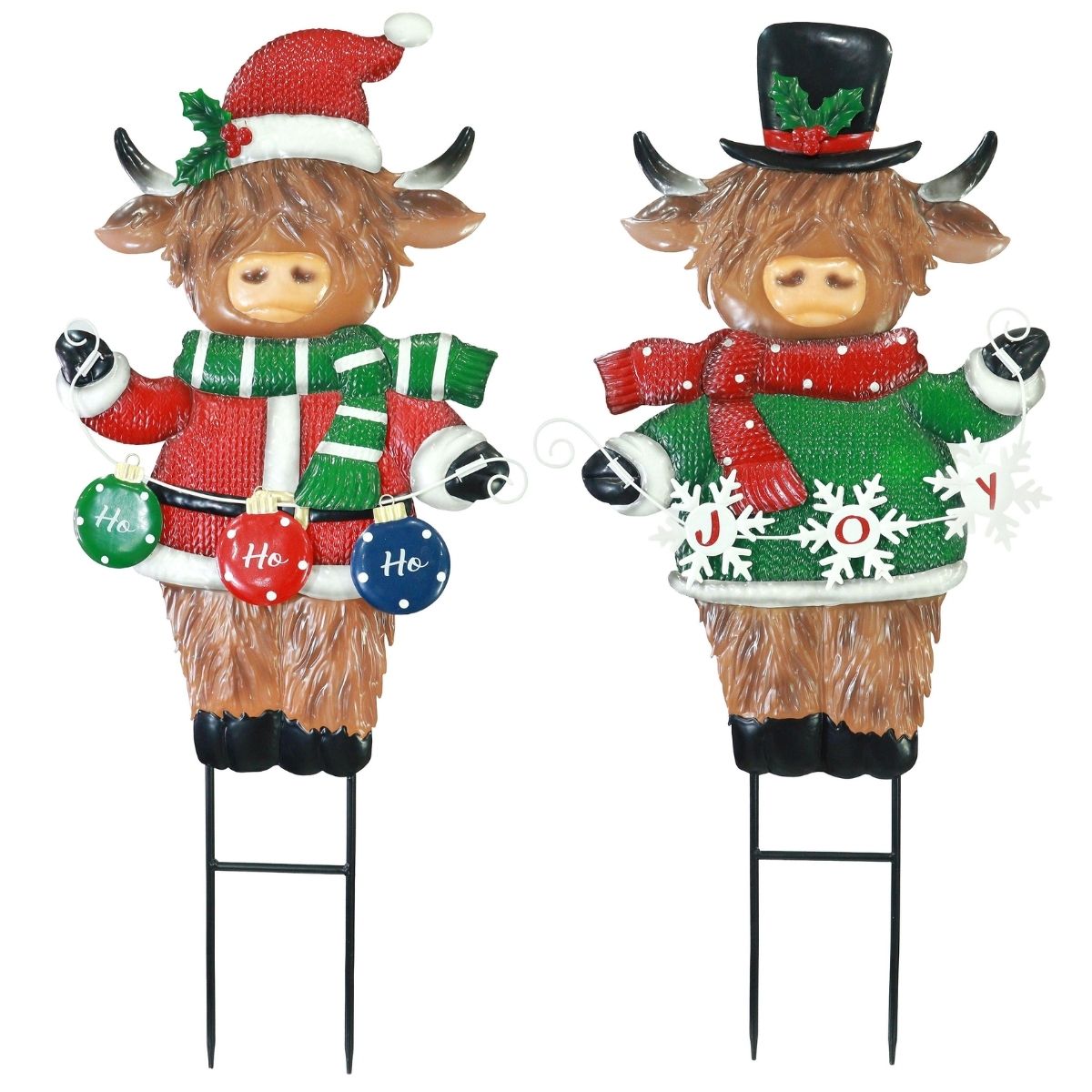 Metal Highland Cow Lawn Stake 90cm Asst